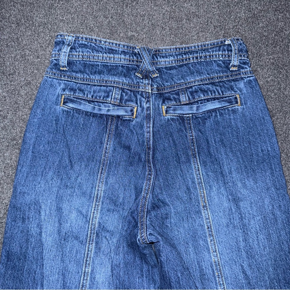Gianni Bini High Rise Wide Leg Flare Jeans Patch Pocket Utility Denim 25 Seamed - Picture 5 of 9